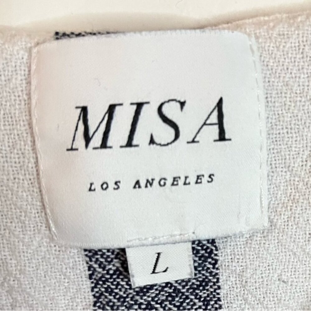 MISA Los Angeles Striped Off-Shoulder Ruffle Mini Dress Size L - Picture 14 of 14